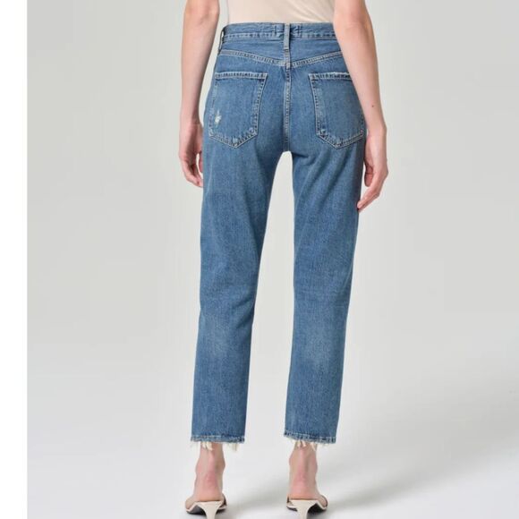 Agolde Distressed Riley Jeans, High Rise, Button Fly, Size 28 (6) - Picture 2 of 10